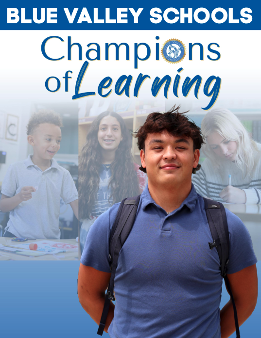 BV Schools Annual report cover of an elementary student and a high school graduate